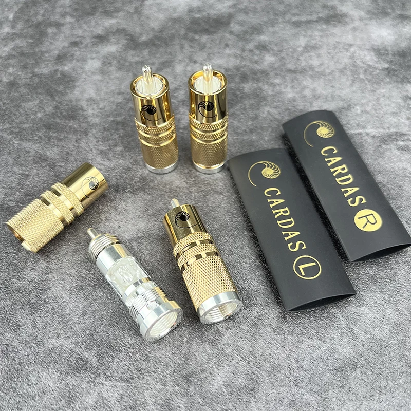 Original CARDAS Silver Plated RCA Lotus Plug Audio Cable Signal Coaxial Cable AV Terminal Block Send Logo Heat Shrink Tube