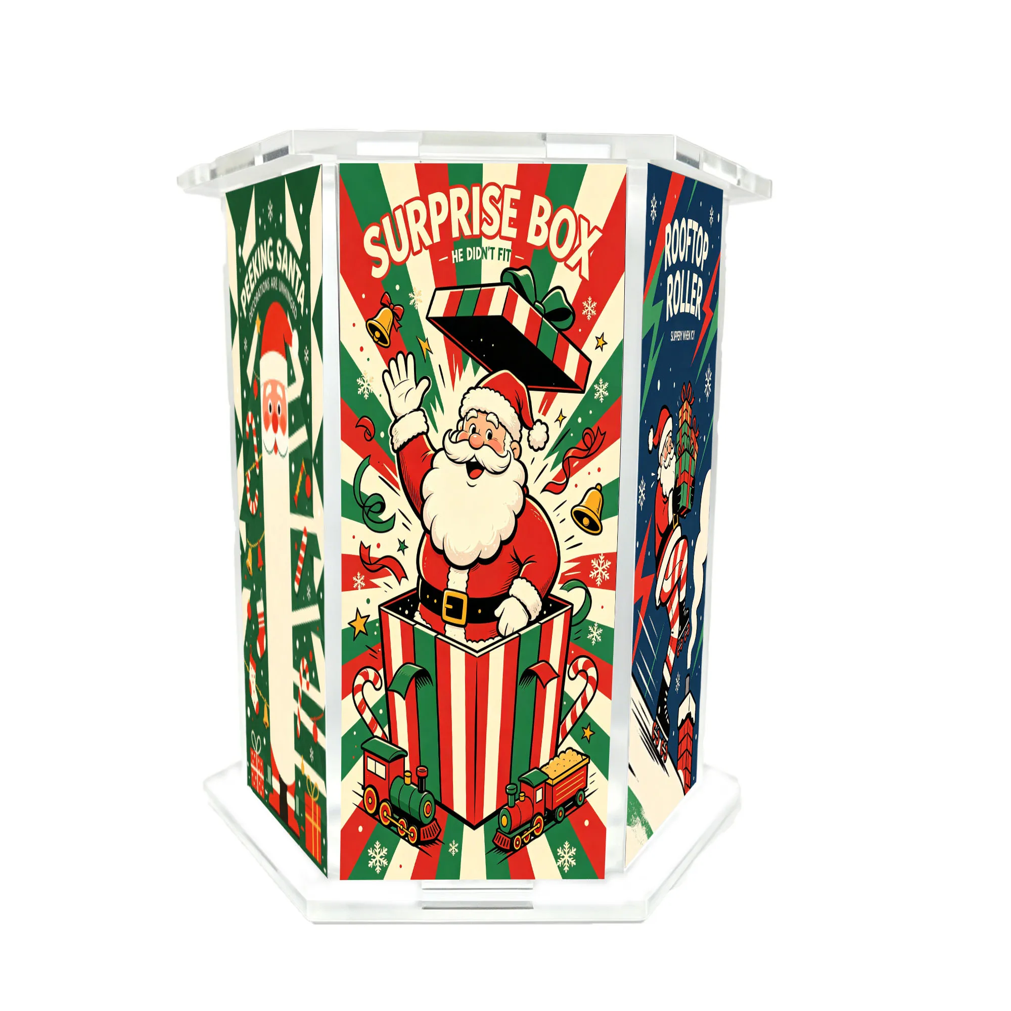 1pc Christmas Santa-themed hexagonal pen holder - gift for others, school reward item