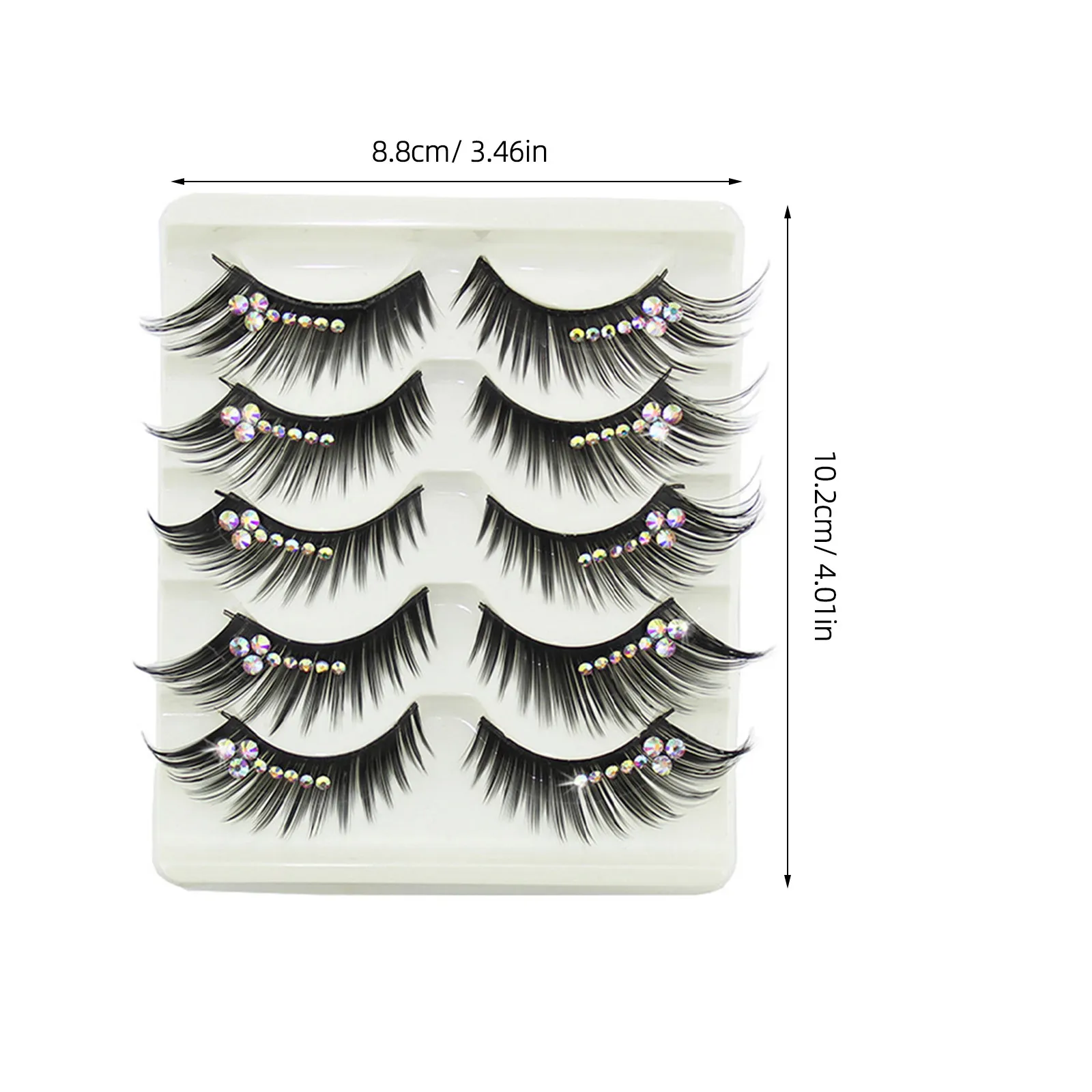 5Pairs Gems Eyelash False Lash Extensions for Latin Dance Club Night Performance Sexy Eye Makeup Long Fake Lash Rhinestone