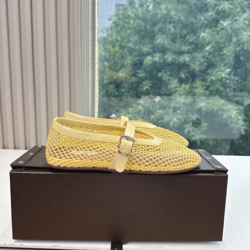 

Женская обувь, новинка лета 2025, туфли Мэри Джейн из натуральной кожи в сеточку с ремешком