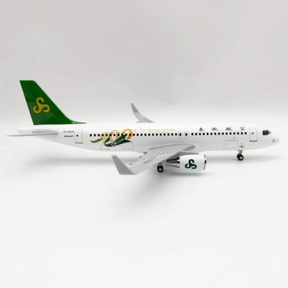 30cm Resin Plane Model A320 Spring Airways 1/250 Scale Aircraft Miniature Airplane With Stand For Adults Fun Collection Display