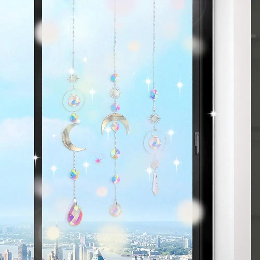 Suncatcher Hollow Out Chic Planetary Romantic Suncatcher Star Moon Design Faux Crystal Rainbow Maker Home Decor