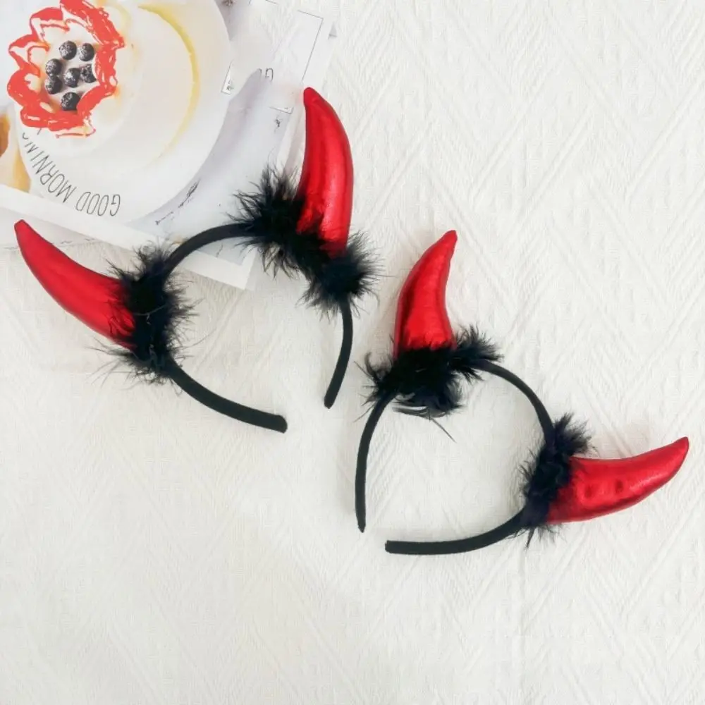 Traje diabo chifres bandana acessórios de cabelo decorações halloween faixa de cabelo festa de natal glitter bandana