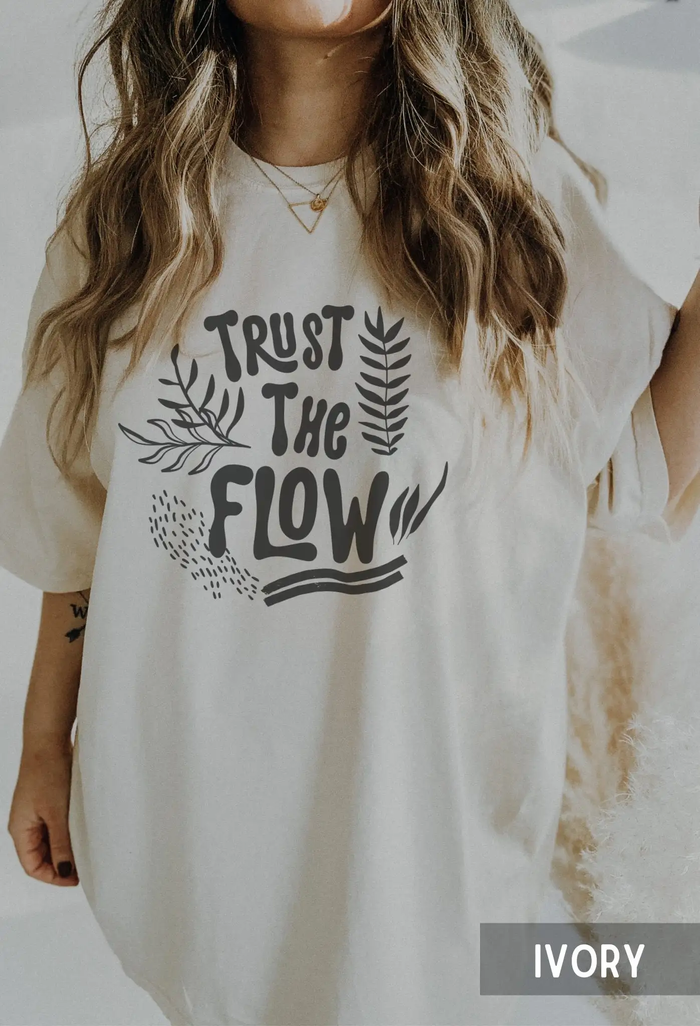 Manifestation Trust The Flow Summer Beach T Shirt Coconut Girl Clothes Botanical Leaf Granola Aesthetic Spiritual