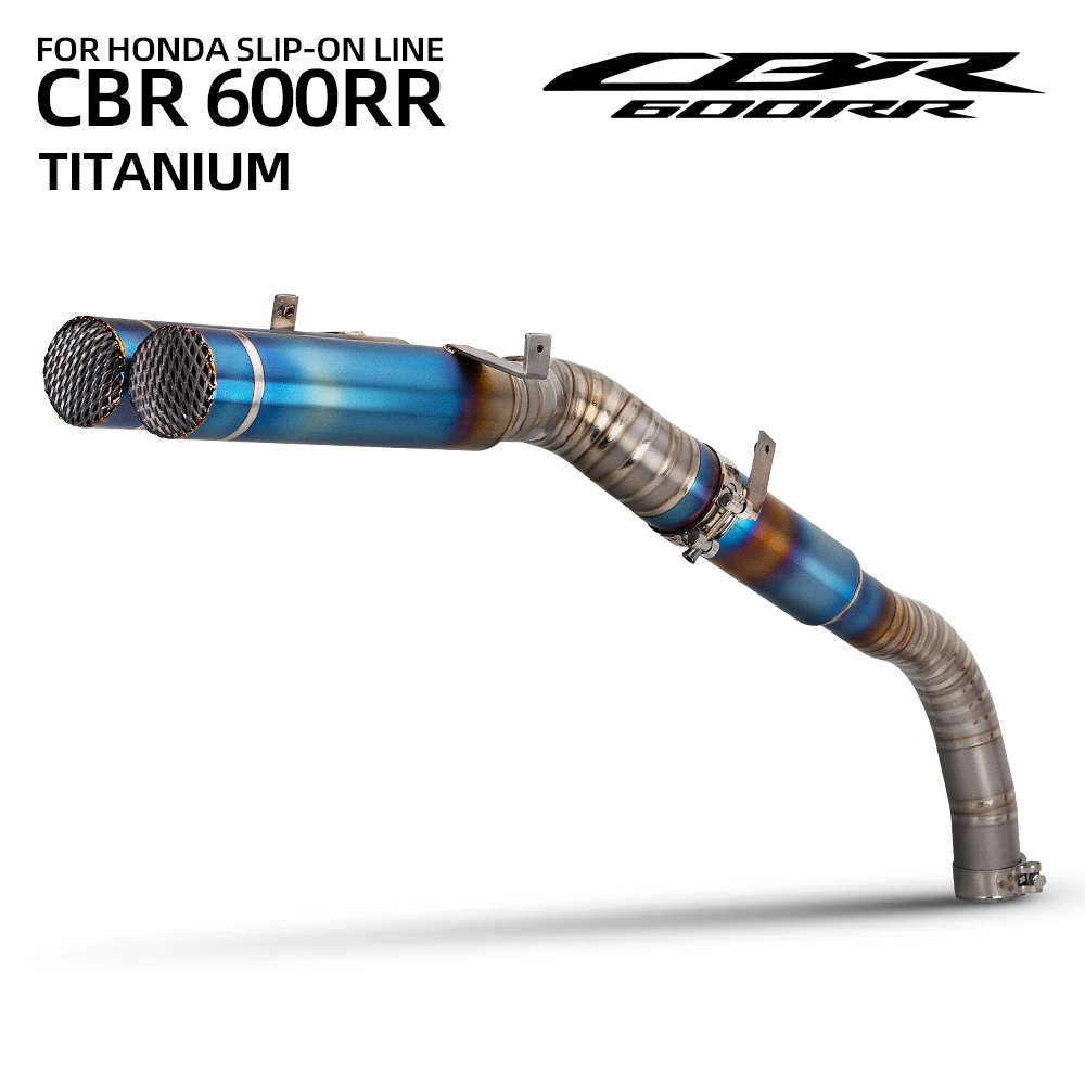 Slip On For Honda CBR600RR CBR600 RR F5 Motorcycle Exhaust Double Hole Middle Tail Link Pipe Connected 45-48MM Muffler