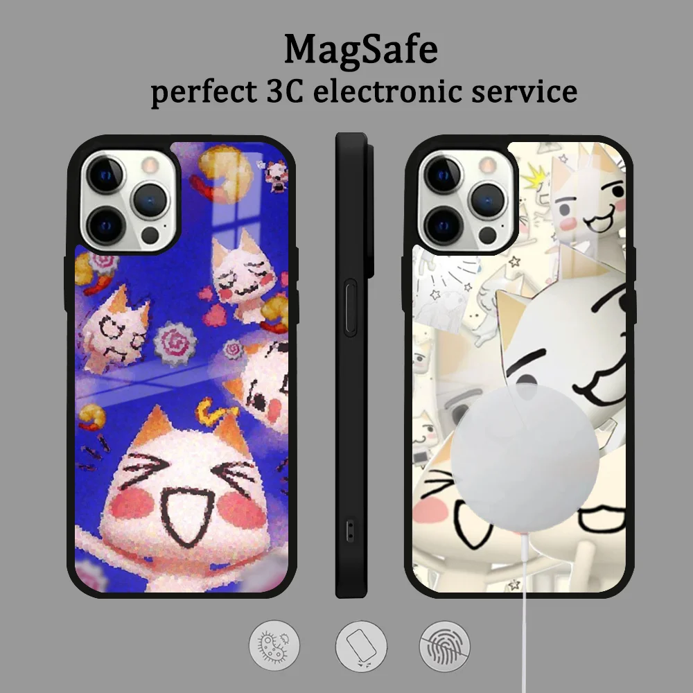 INS Cute Toro Inoue Cat Magsafe Phone Case For IPhone 16 15 14 13 12 11 Pro Max Plus Mini Magsafe Mirror Wireless Magnetic Cover