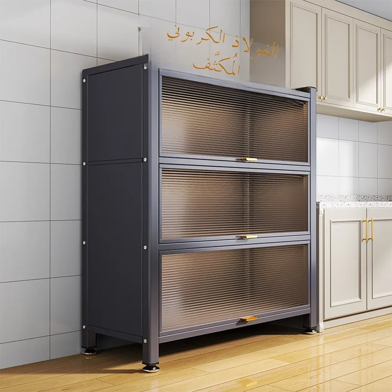kitchen-storage-cabinet-floor-standing-multi-layer-dust-proof-microwave-oven-home-use-with-door-multi-purpose-pull-out-tablec