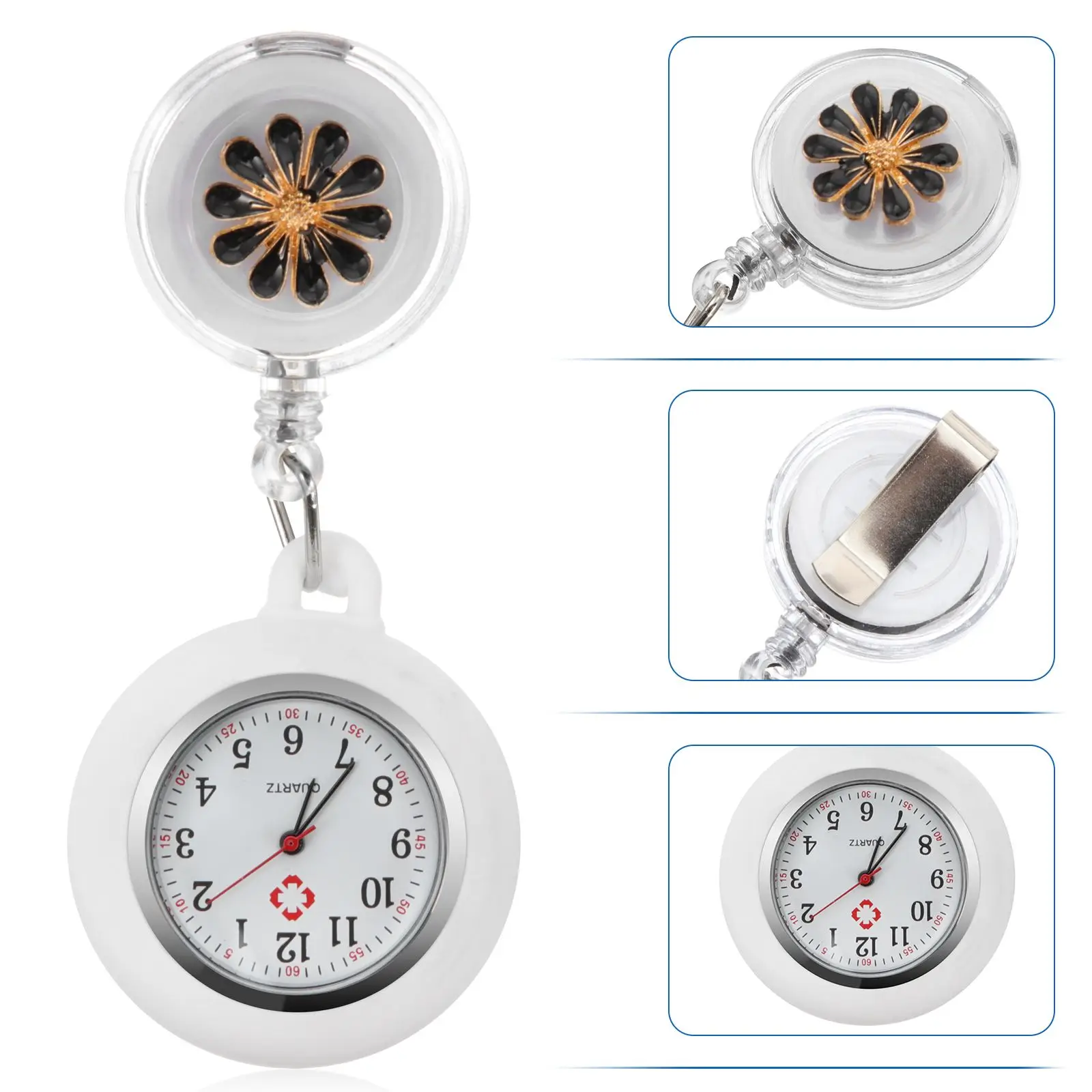 Nurse Watch Alloy Quartz Water Resistant Adjustable Date Clear Dial Clip On Fashion Nurses Present Gift Women Pocket Watches