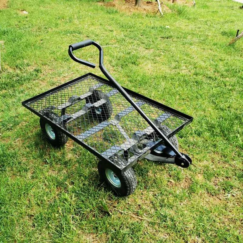 Gardening Trolleys Foldable Hand Cart Luggage Portable Four Wheel Folding  Mesh Net Trailer Push Truck Household Flat Trolley