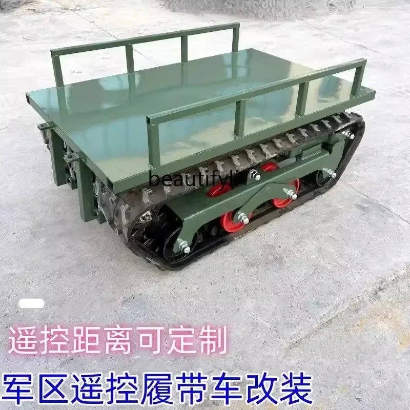 SSNew style Motor remote control chassis all-terrain crawler vehicle mountain orchard farm handling modificationNew Light Luxury