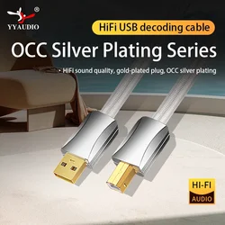 Silver-plated Hifi Usb Cable High Quality 6N OCC Type A-B DAC Data USB Cable