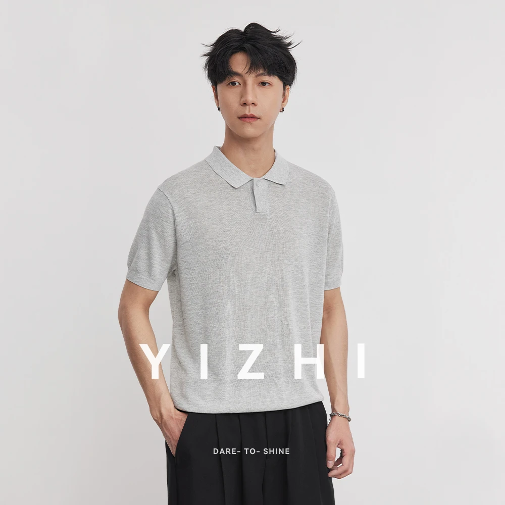 Men's Fashion Lyocell Short Sleeve Polo Shirt 2026 Summer New Lapel Solid Color Half Sleeve T-Shirt Trendy