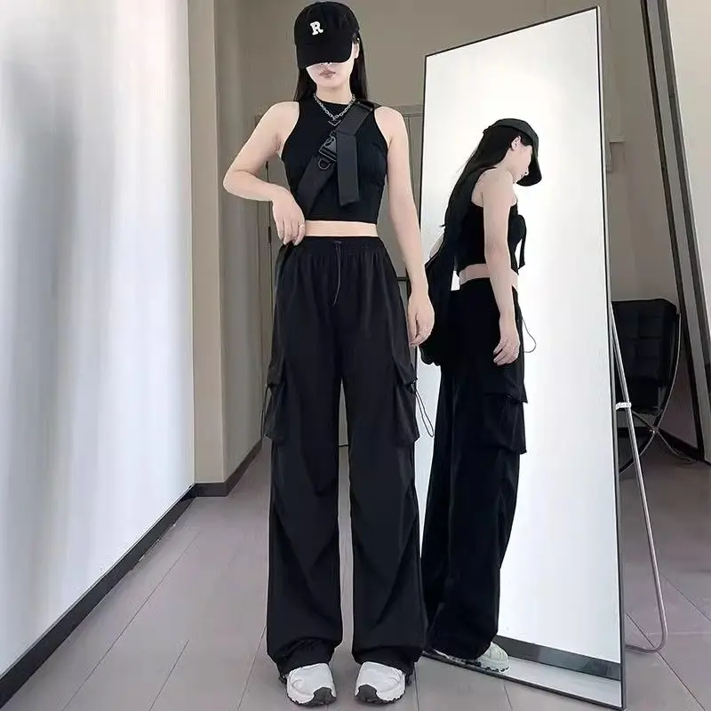 Hippie ample femme pantalon Cargo kaki Y2k Streetwear automne Harajuku vêtements classique esthétique mode coréenne pantalons pour femmes