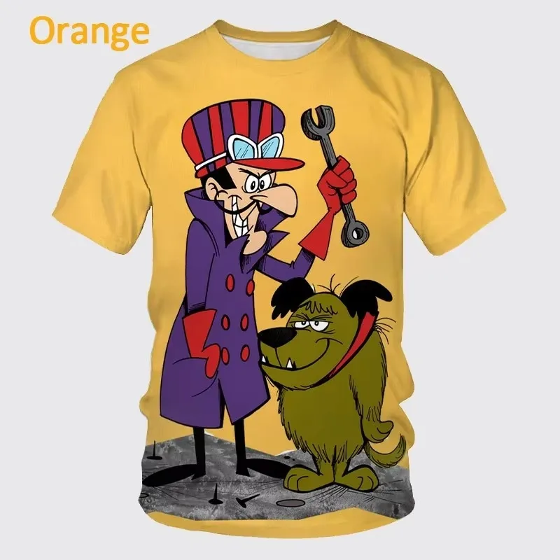 Dastardly und Muttley 3D-Druck, schnelltrocknendes T-Shirt für Herren, gelb, Vintage-Cartoon, kurzärmelig, lässiges T-Shirt, passende Familienkleidung – Detail 7