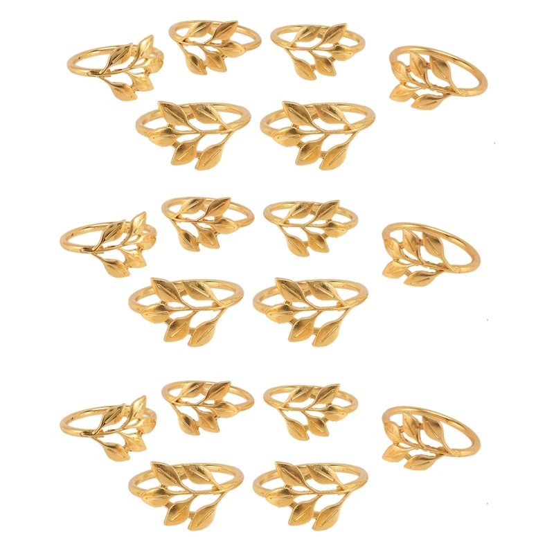 

18Pcs/Lot Hotel Napkin Ring Napkin Holder Fall Leaves Napkin Buckle Christmas Wedding Party Gold Napkin