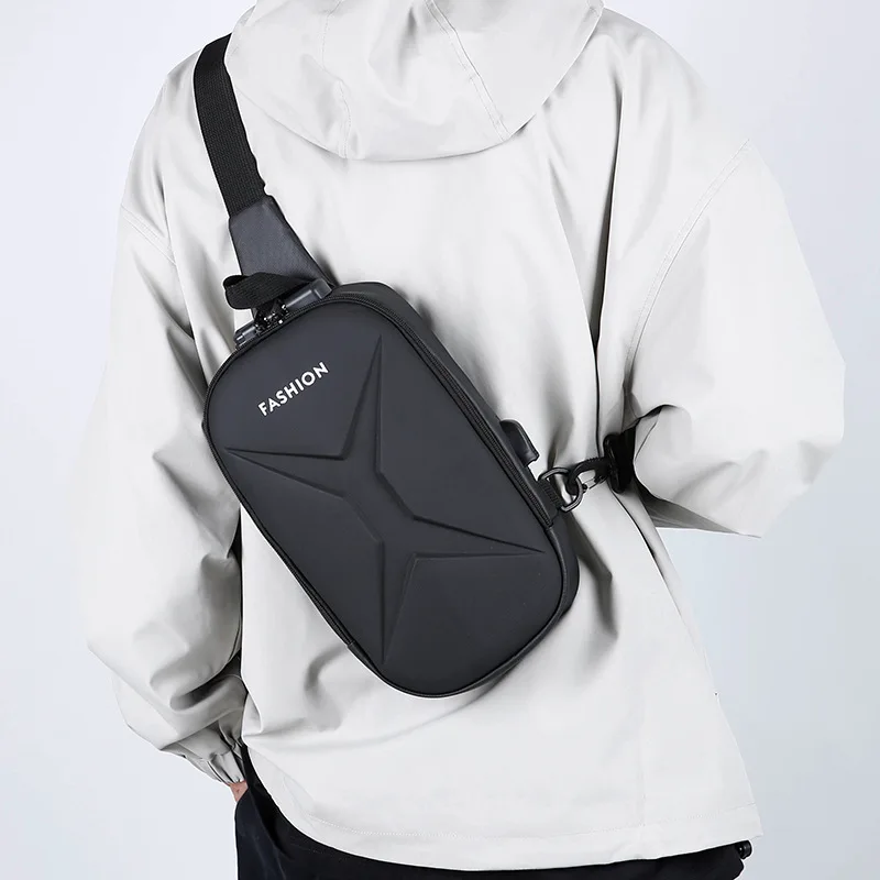New Casual Men's Crossbody Sling Bag with USB Charging Port, Multi-Pocket Stylish Chest Backpack Versatile Shoulder Bag