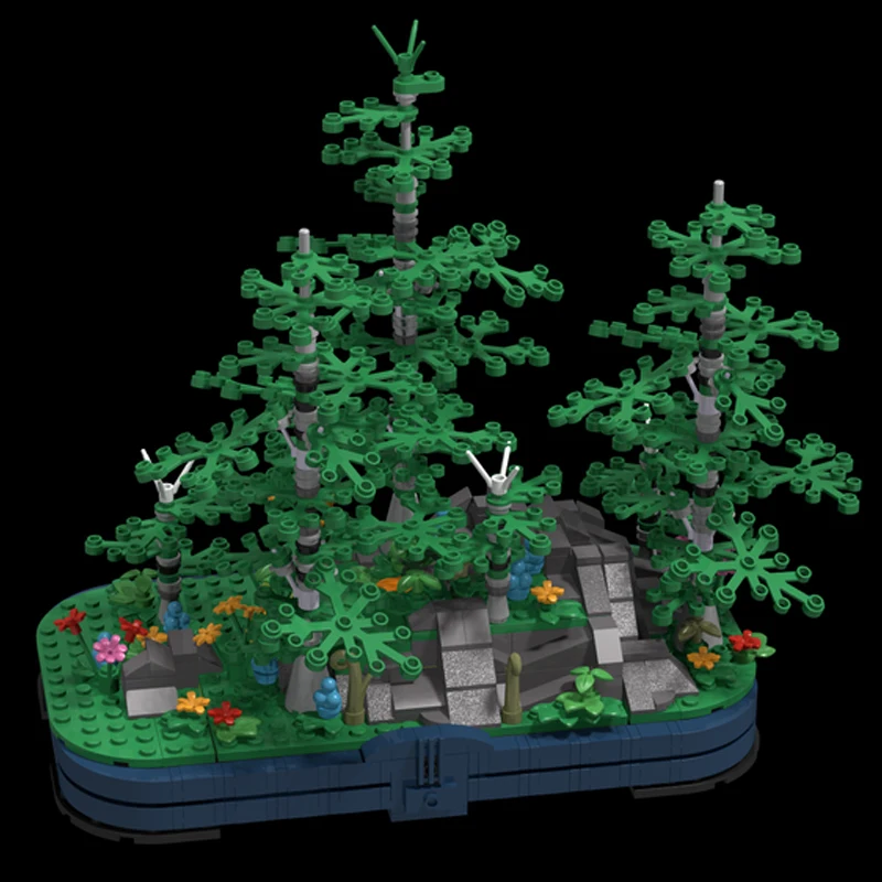 

720 шт. MOC диорама, серебряные строительные блоки «Береза», рождественский подарок, лучший выбор для детей, которые любят творчество