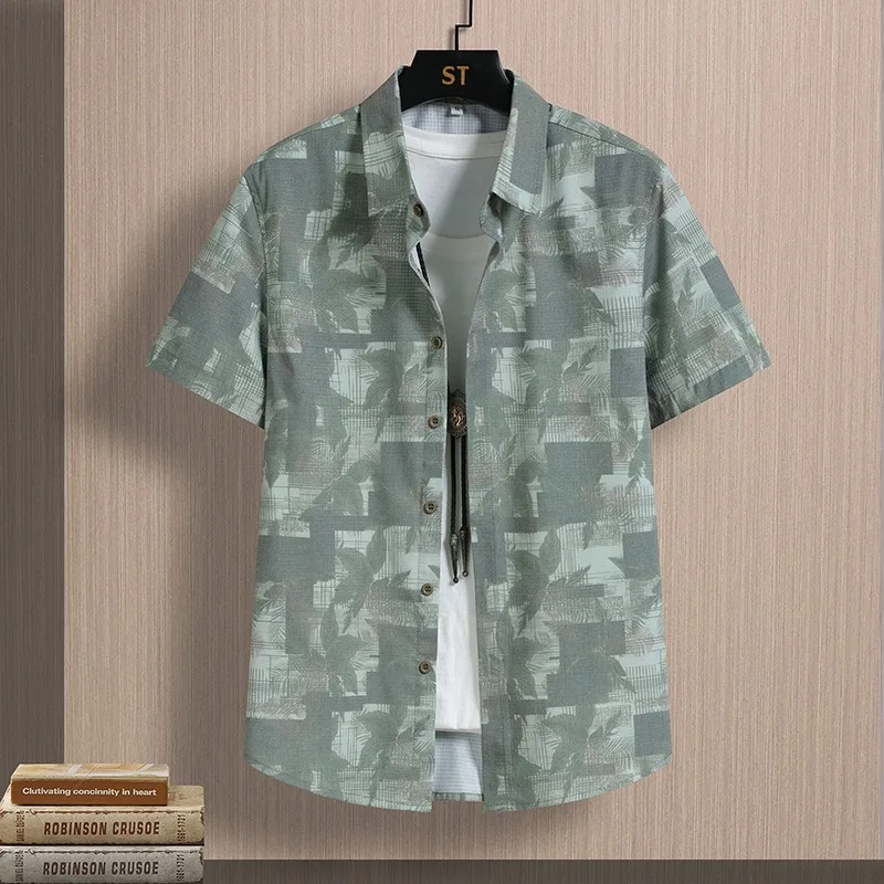 

Stylish Mens Soft Bamboo Viscose Sleeve Shirts Drape Appeal Fashionable Slim Fit Holiday Men Clothing