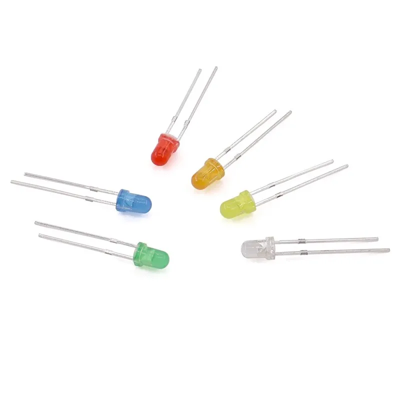 Perle LED à Insertion Directe, Haute Luminosité, Cheveux Blancs, Blanc, Bleu, Rouge, Vert, Jaune, Orange, Rose, 3mm