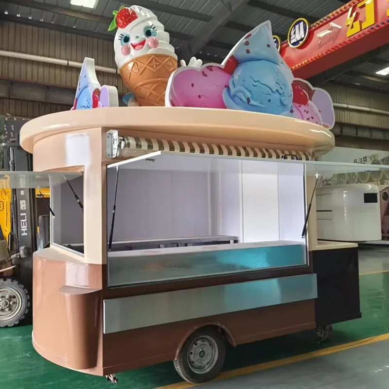 Dopamine Ice Cream Dessert Shop Entrance Drainage Ice Cream Sculpture Decoration with Luminous Waves