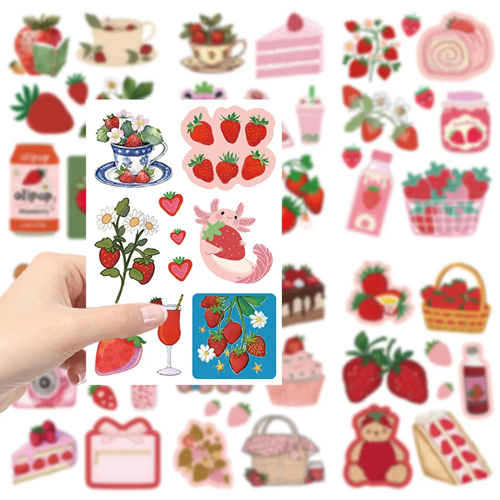 8/24 قطعة ملصقات الفراولة الكرتونية الكورية DIY بها بنفسك دفتر القرطاسية الزخرفية الأطفال مكافأة ملصقات مقاومة للماء
