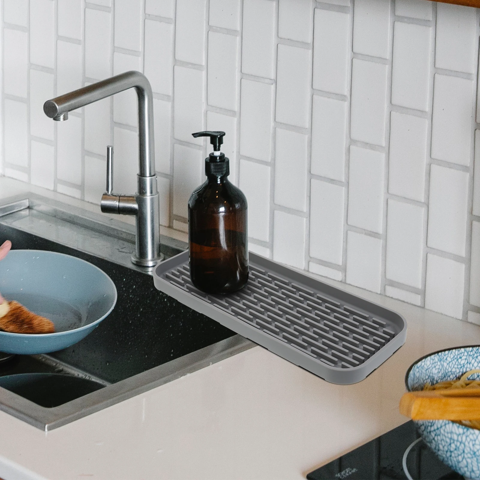 

Silicone Kitchen Mat Draining Tray Countertop Drying Dish Small Exquisite Clean Heat Insulation Pad Stylish Home