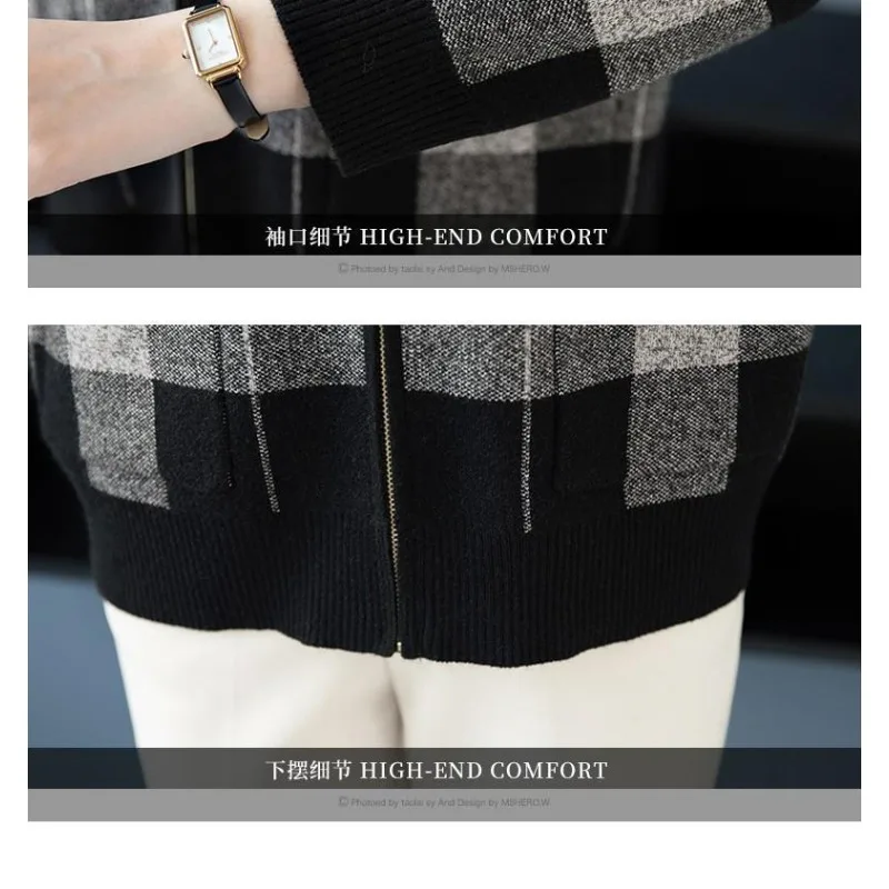 سترة نسائية محبوكة 2025 شعبية جديدة للخريف والشتاء متعددة الاستخدامات بسحاب منقوشة على الطراز الغربي #4