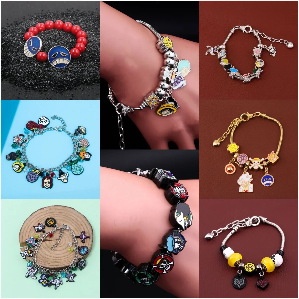 

Japanese One Piece Story Straw Hat Pirates Pendant Monkey Character Bracelet Cosplay Props Fan Gift Men Women Jewelry Accessorie