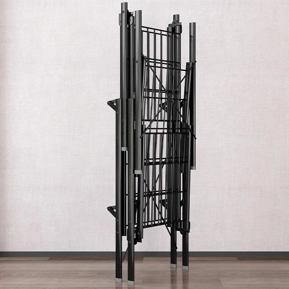 رف خزانة ملابس محمول قابل للطي مع غطاء، حل تخزين قائم بذاته للملابس والمعاطف