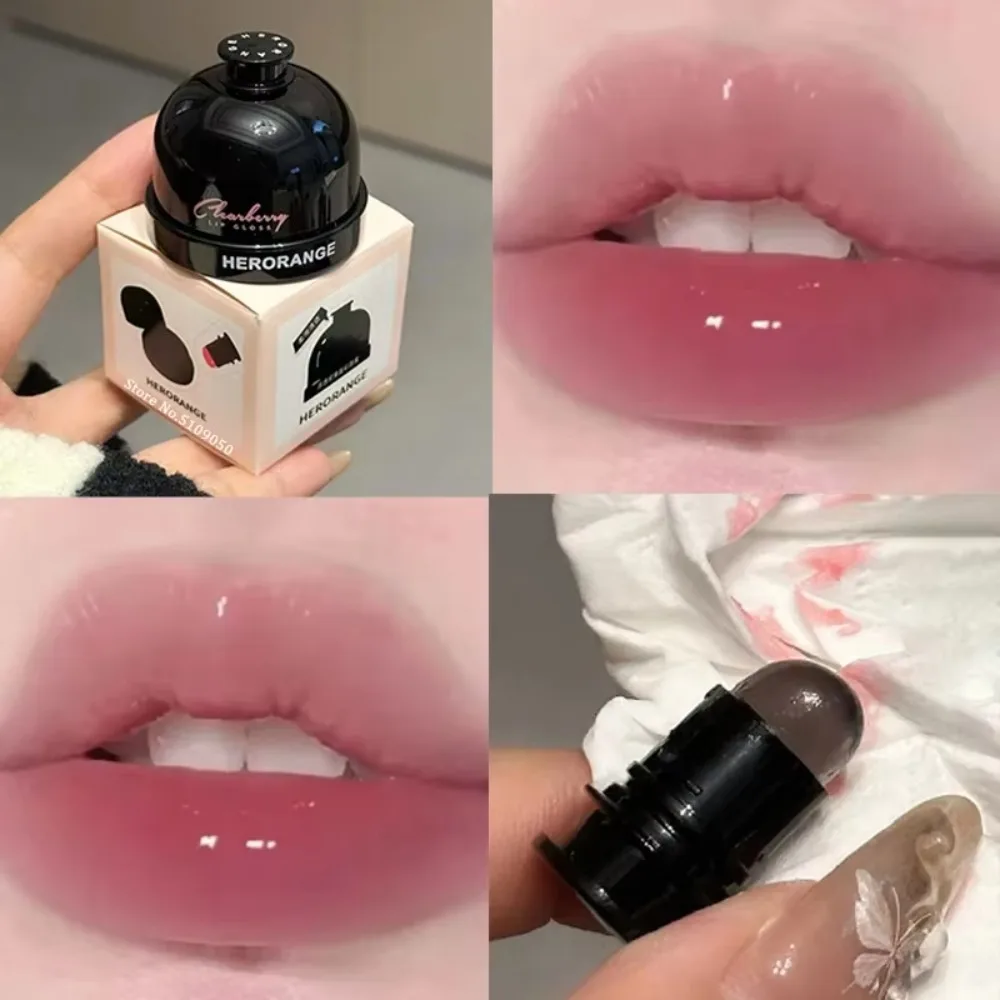 Nova geléia sólida brilho labial antiaderente com escova de silicone espelho matiz labial enlatado cristal hidratante batom lama hidratante