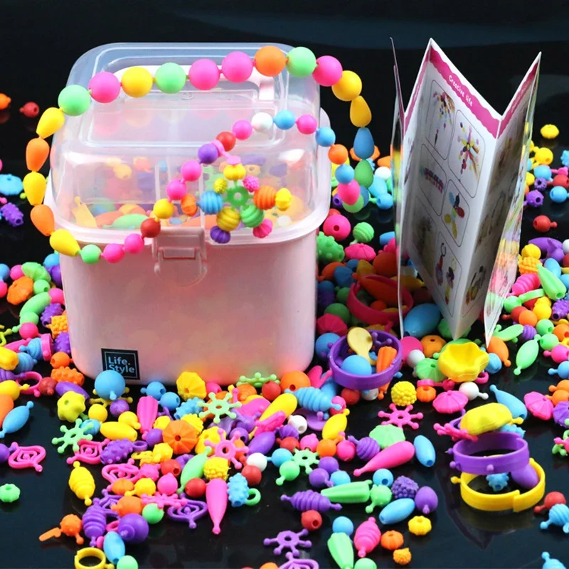 550Pcs DIY Handmade Cordless String Beaded Toy With Storage Box Creative Girl Jewelry Bracelet Jewelry Making Educational Toys