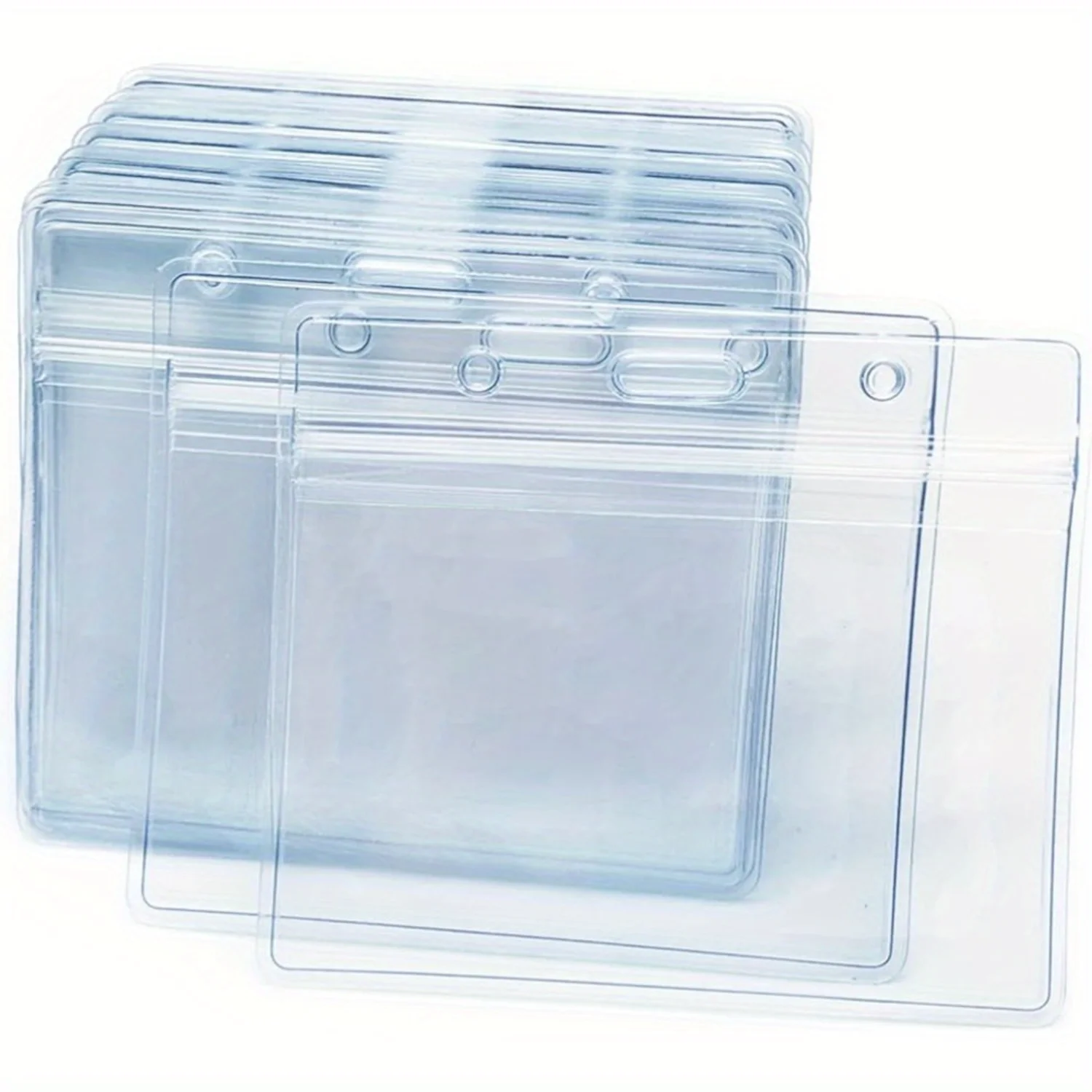 Clear Plastic Horizontal Name Badge ID Card Holders - Pack of 100