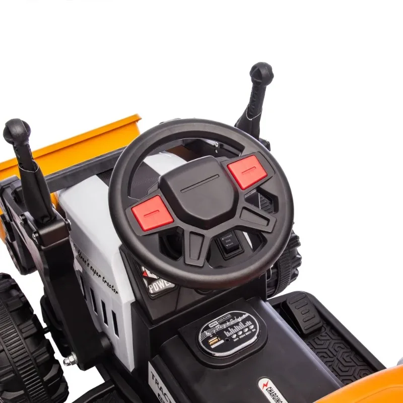 Elektryczny traktor dla dzieci 24V z 4 w 1 funkcjami budowlanymi, pilotem, 3 prędkościami, muzyką, światłami LED, dla dzieci od 3 lat