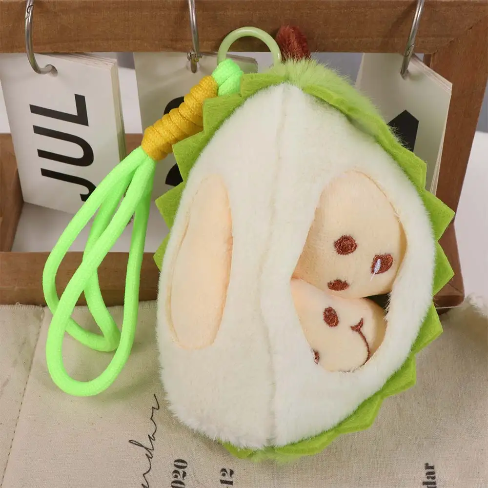 PP Cotton Fruit Durian Pendant Simulation Soft Durian Fruit Shape Plush Toy Detachable Collection Fruit Durian Plush Keyring