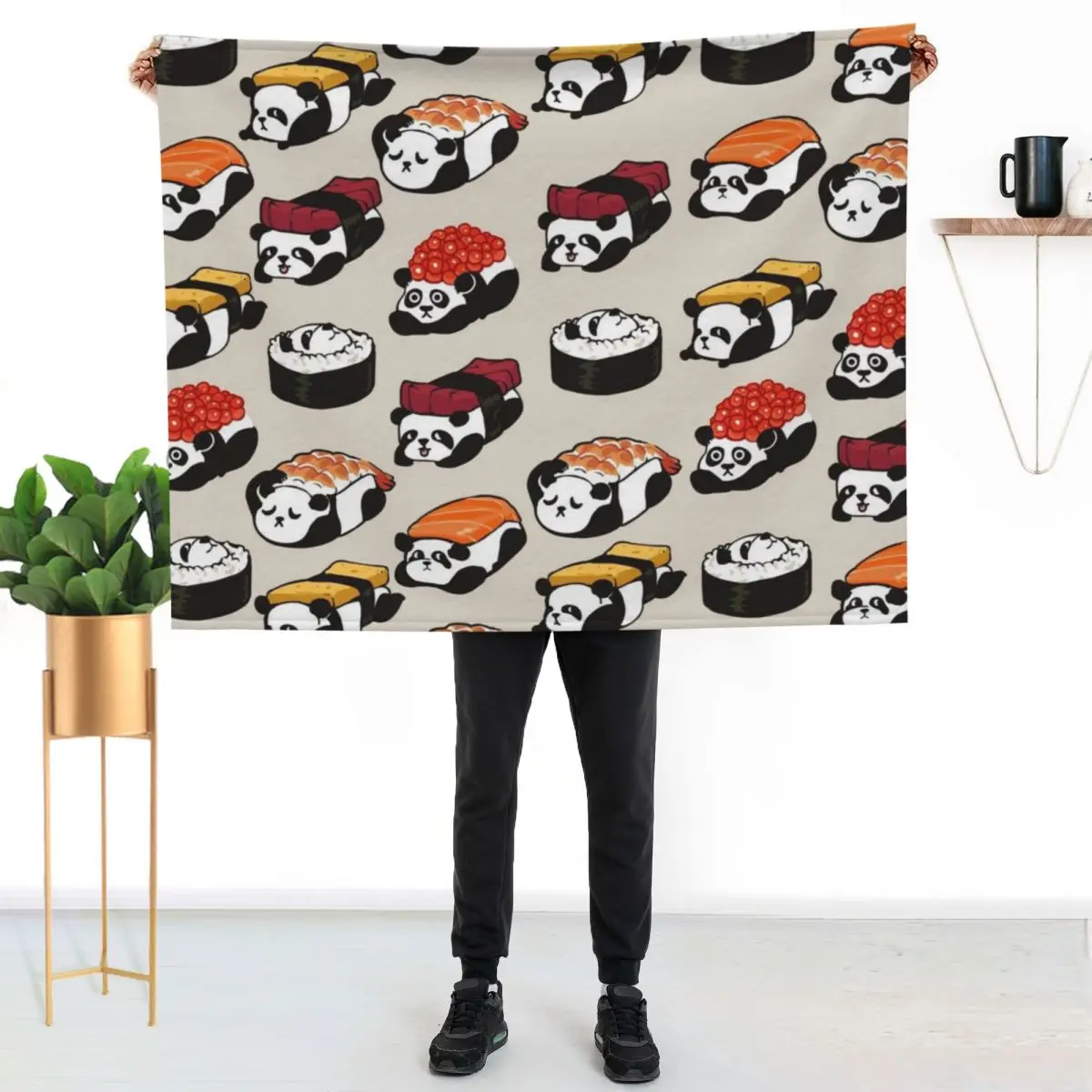 

Sushi Panda Throw Blanket Soft Cozy Blanket for Pet Kids Adults