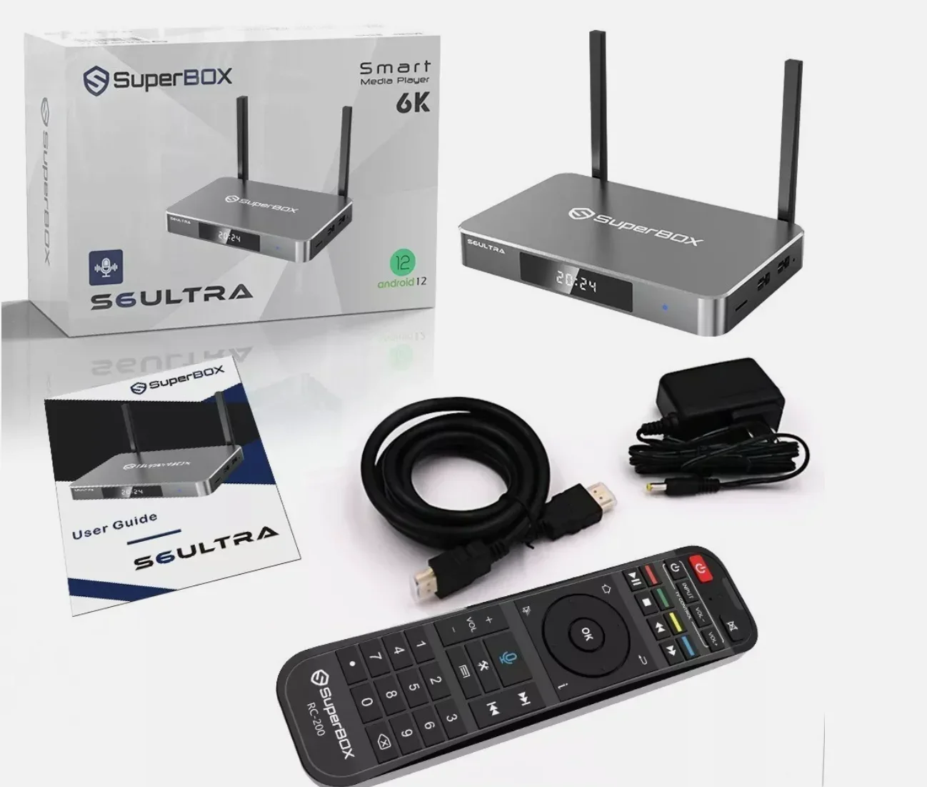عرض خصم Aliexpress - اشتر 3 واحصل على 2 مجانًا مقابل 100% أصلي SuperBox S6 Ultra، 6K Ultra HD مع تطبيقات مميزة - جهاز تحكم صوتي
