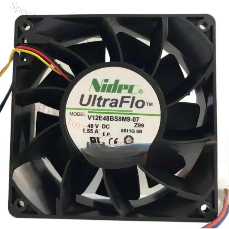 AAA+ Nidec V12E48BS8M9-07 DC 48V 1.55A 120X120X38Mm 4-Wire Server Cooling Fan
