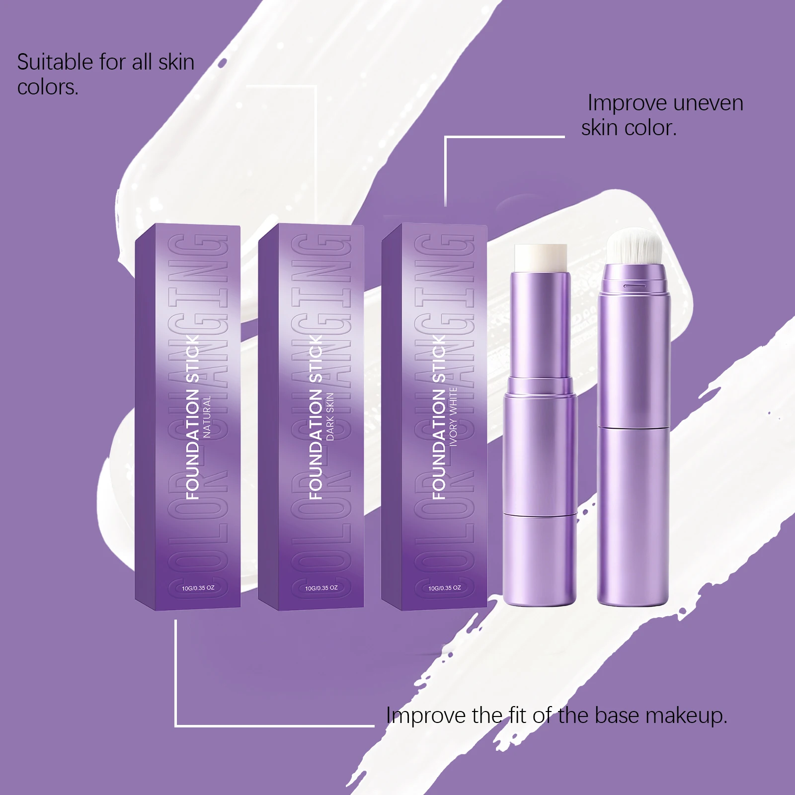 Color Changing Foundation Stick Improve Uneven Skin Color Modifying Blemishes Brighten Freshing Non Greasy Long Lasting Makeup