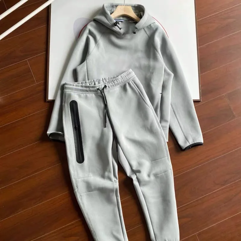 

Мужские хлопковые спортивные брюки с воздушным слоем, осенне-зимние повседневные спортивные штаны на шнуровке, облегающий удобный длинный комплект свитшотов све