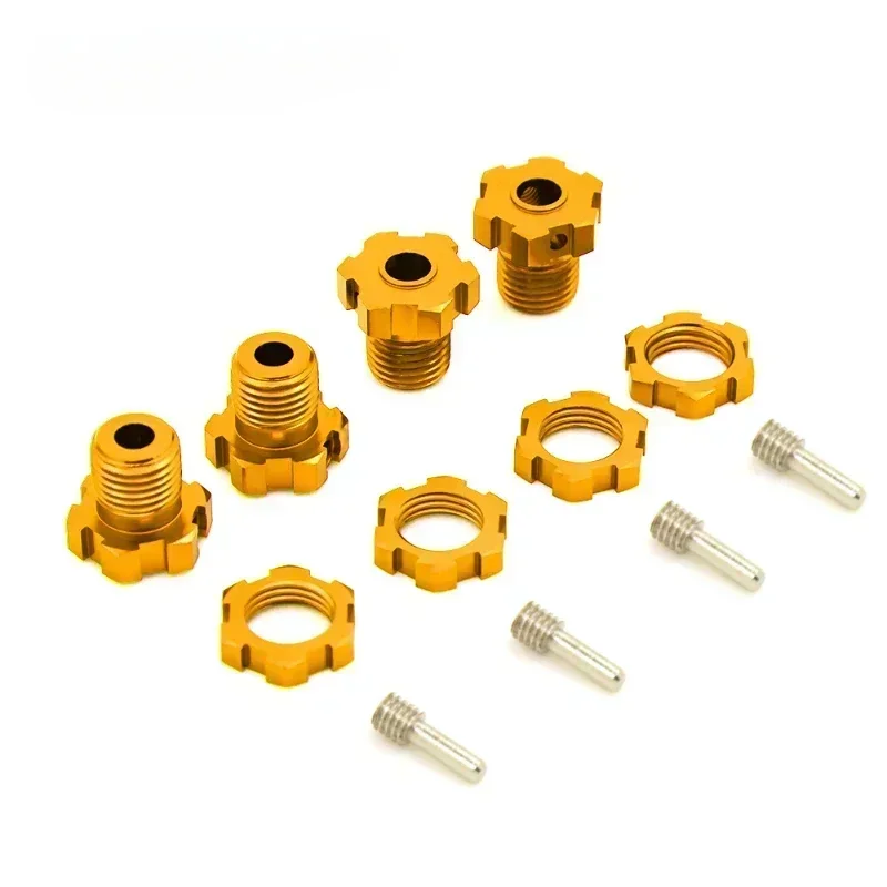 4Pcs Aluminum 17mm Splined Wheel Hex Hub Nut for Trxs E-Revo Revo 3.3 E-Maxx Summit Slayer Pro 4X4 1/10 RC Monster Truck