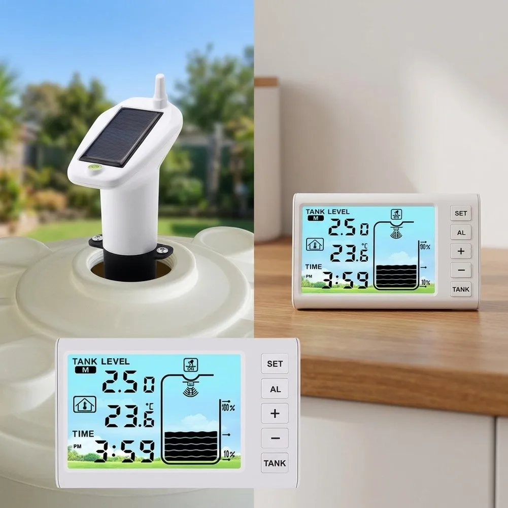 Backlight On for Solar Charging Backlight On Digital Water Level Gauge Solar Charging Digital Water Level Gauge