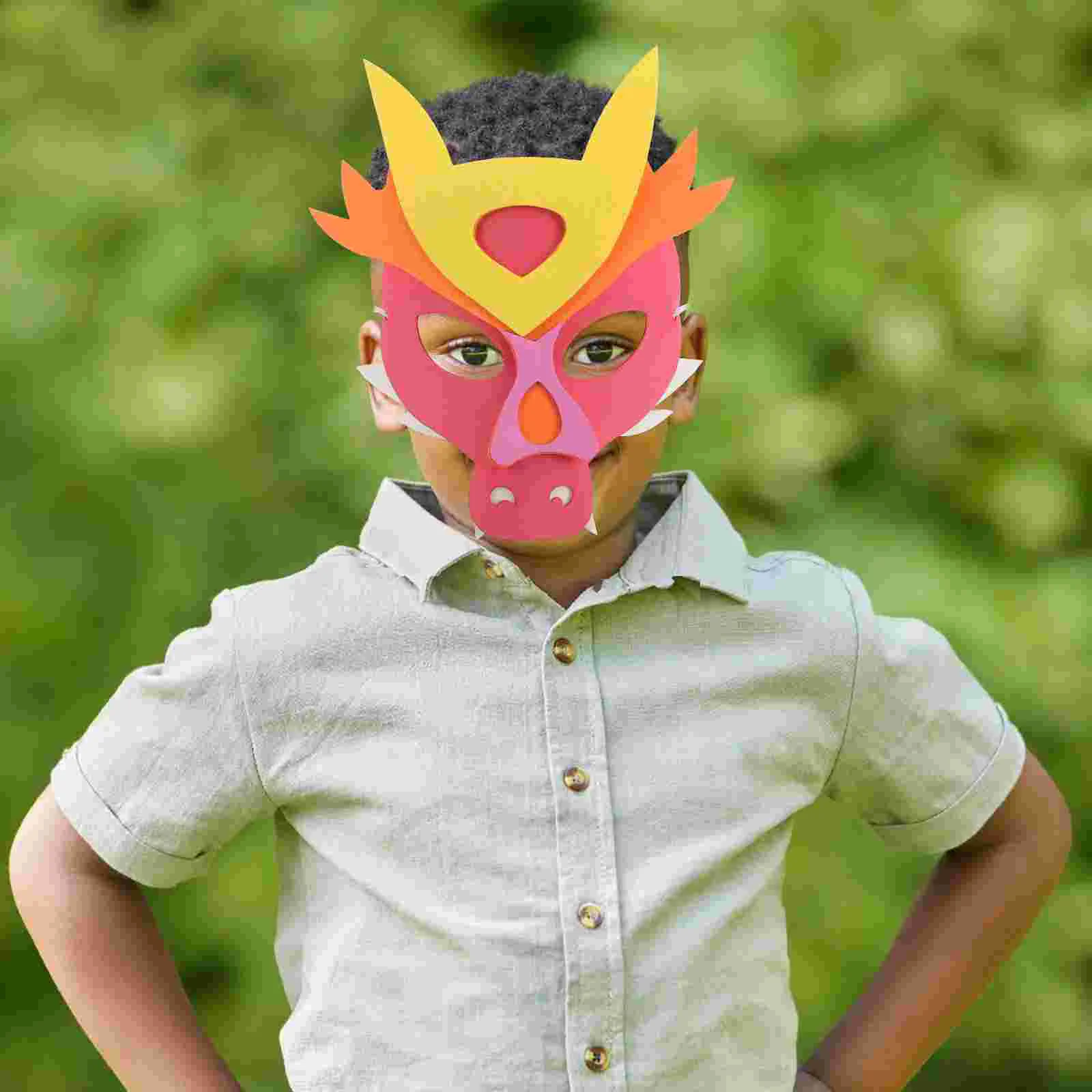 

4 Pcs Children's Year of The Dragon Mask Stage Performance Kid Cosplay Props Bright Color Toddler Eva Multipurpose Funny