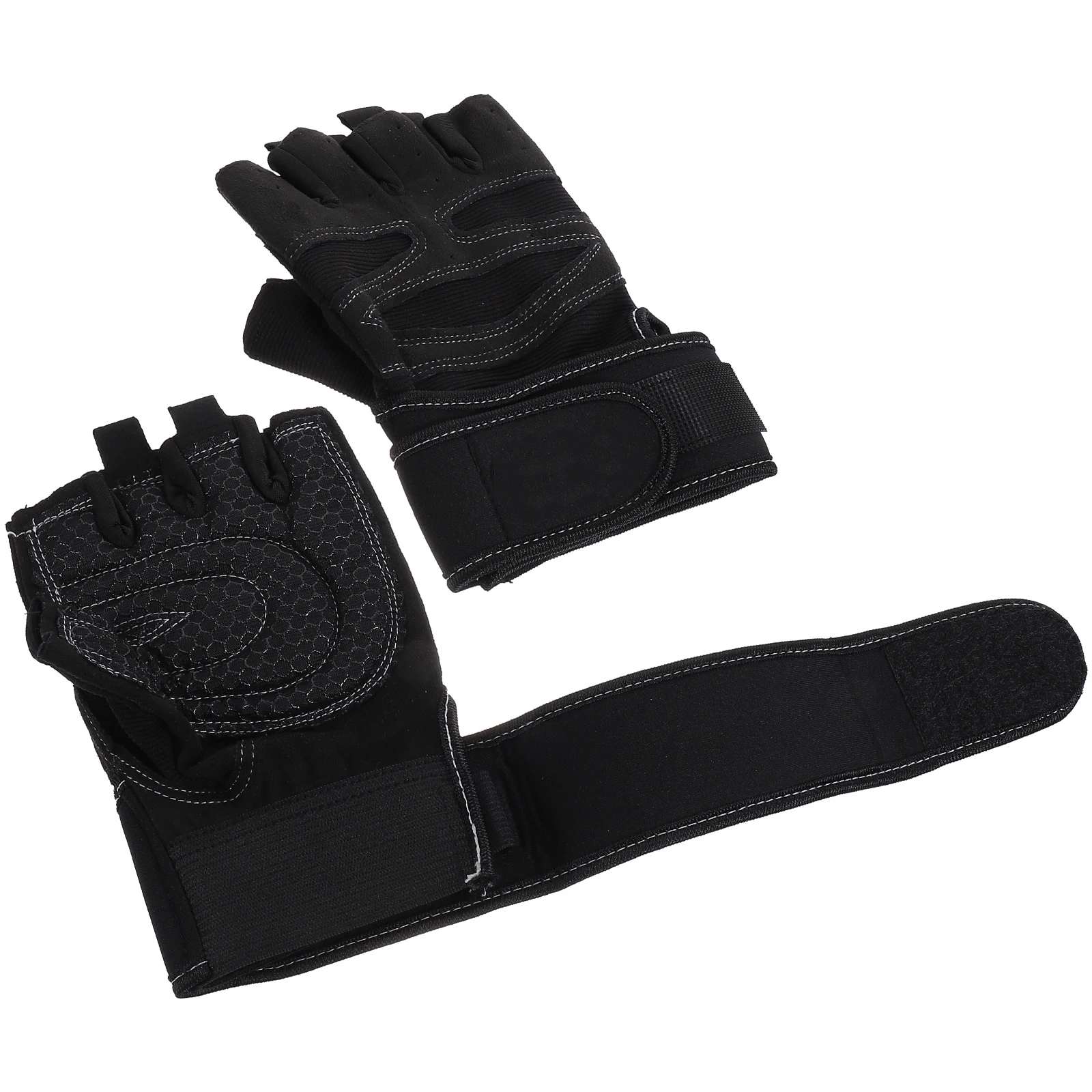 

1 Pair Fitness Half-Finger Gloves Breathable Elastic Anti-Slip Thickened Shock-Absorbing Cloth Material For Mountain Climbing