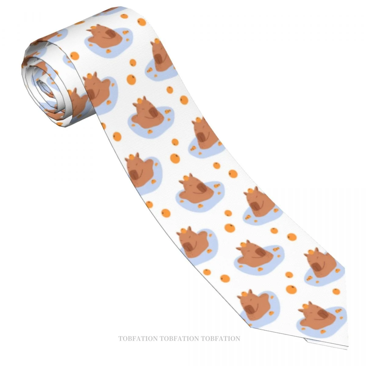 Adorable Wash Print Ties Capybara Guinea Pig Cavia Porcellus Animal Casual Unisex Neck Tie Shirt Decoration Striped Slim Cravat