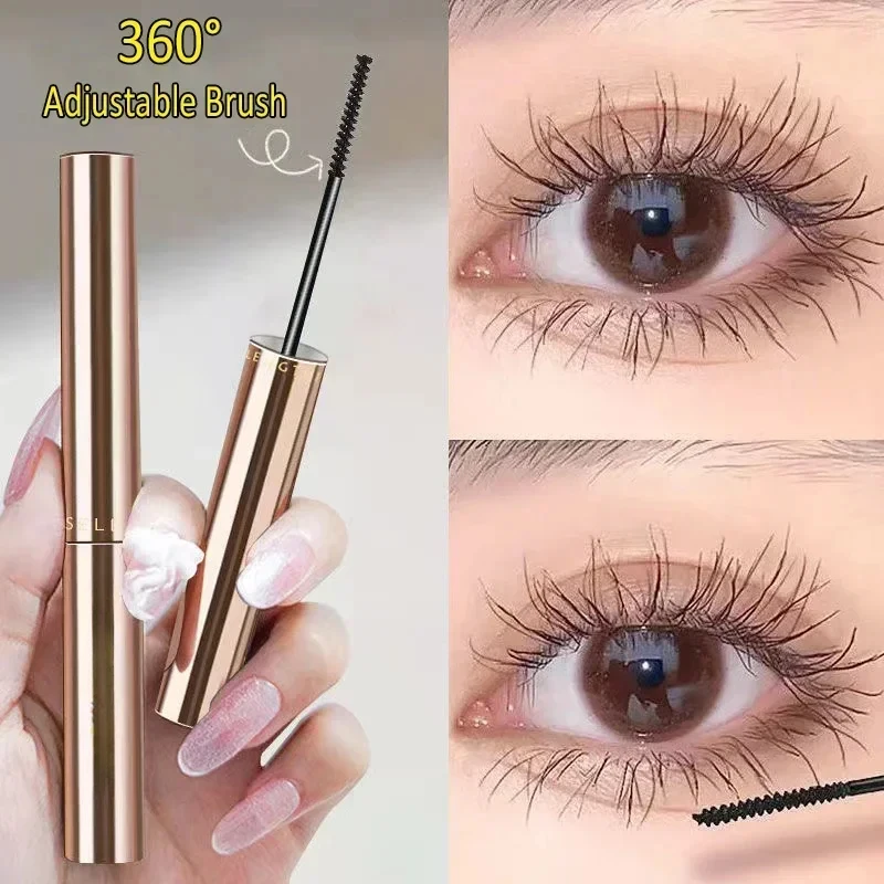 4D Zijdevezel Mascara 2,5 MM Ultrafijne Verlengt Wimpers Kleine Opzetborstel Curling Waterdicht Snel Droog Bruin Sheglam Make-up