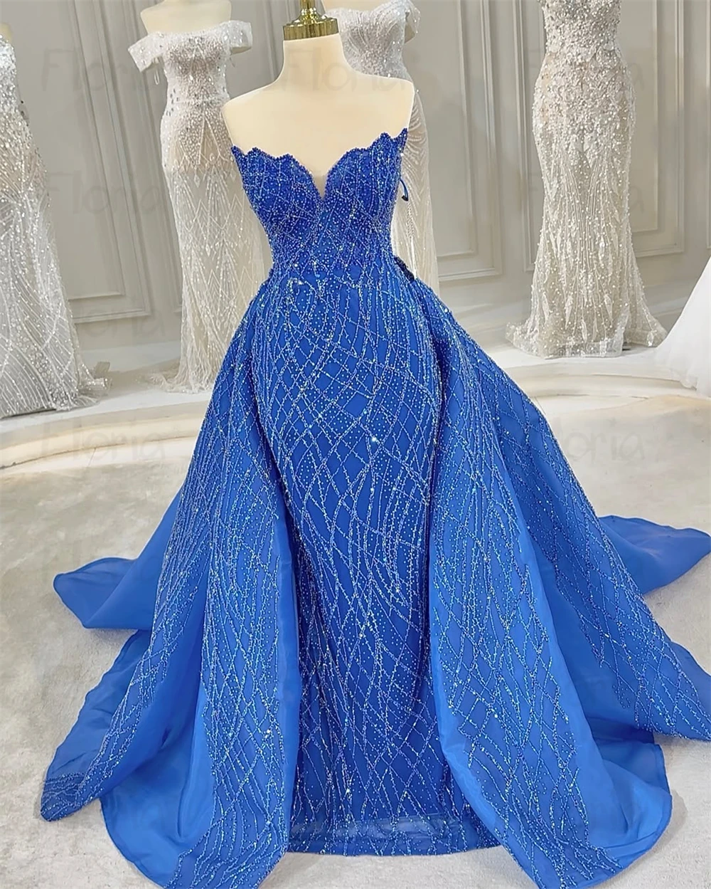 Royal Blue Two Pieces Prom Dresses With Overskirt Lace Sweetheart Neck Wedding Guest Gown Dubai Arabic Party Night Customized - AliExpress 320 Royal Blue Two Pieces Prom Dresses With Overskirt Lace Sweetheart Neck Wedding Guest Gown Dubai Arabic Party Night Customized - AliExpress 320