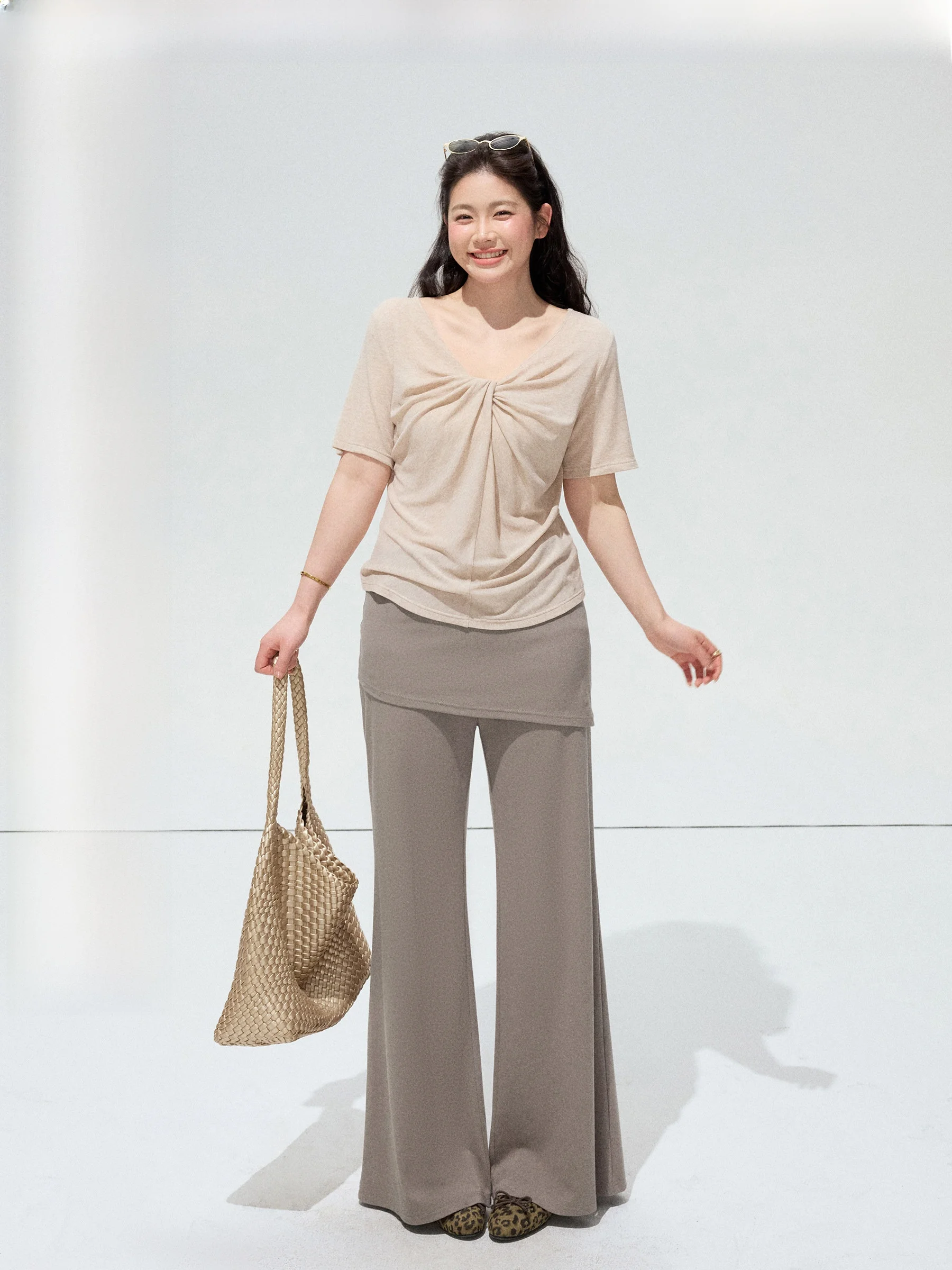 

V-Neck Short Sleeve Casual Pants Set plus Size Women's Fashion Ensemble Trousers Curtain Style Comfortable Leisure Wear