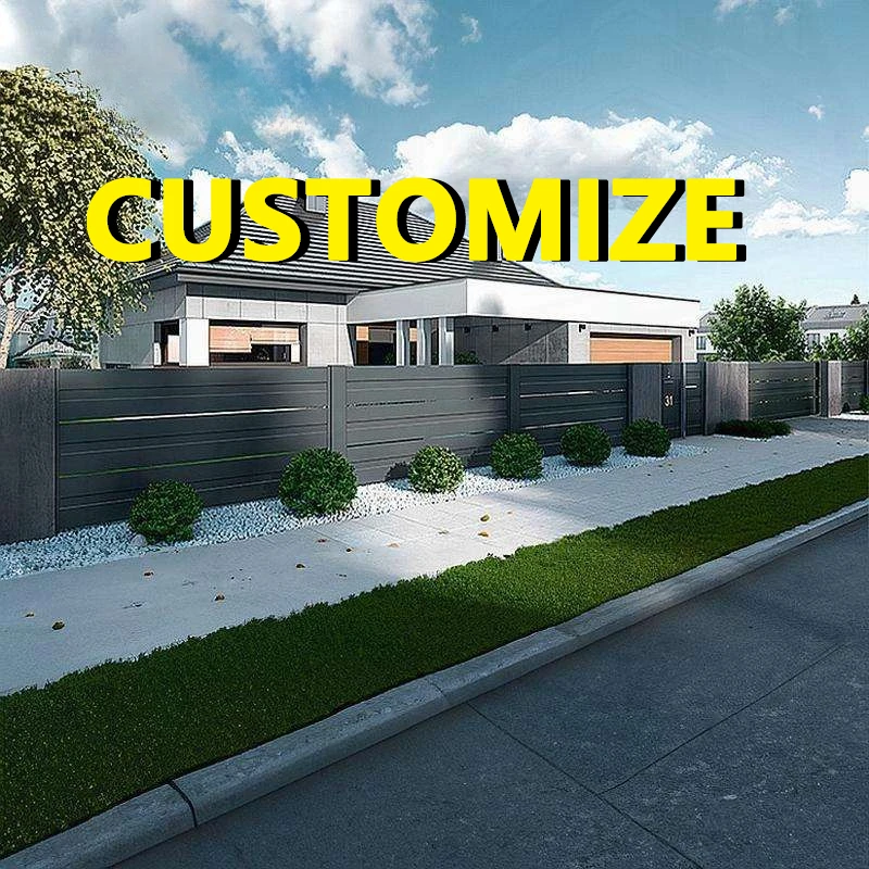 Any Size Custom WPC Fence Panel With Aluminum Frame Embossed Surface Outdoor Garden Privacy Security Barrier Customizable 3D Des