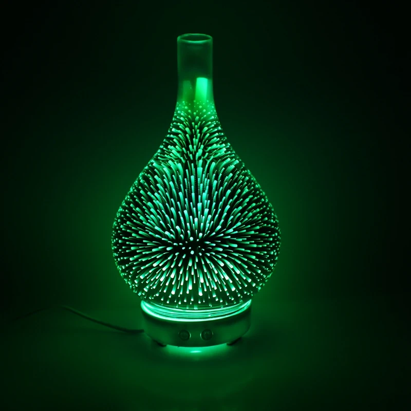 3D  Glass Vase Shape Air Humidifier With 7 Color Led Night Light Aroma Essential Oil Diffuser Mist Maker Ultrasonic Humi