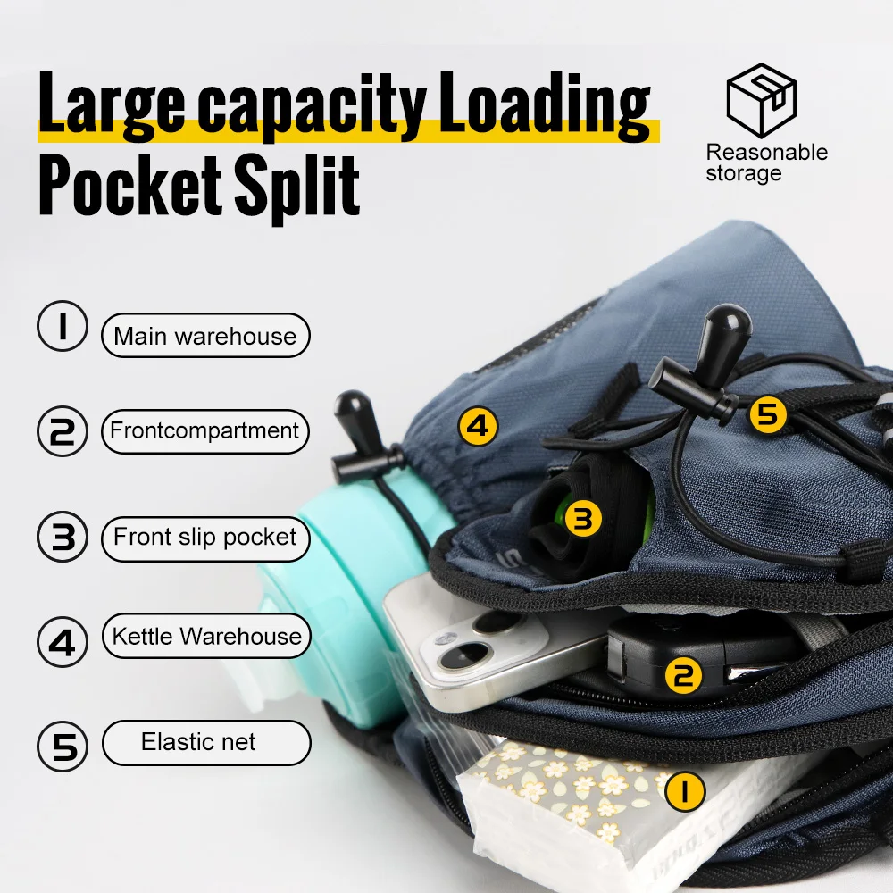 WRELS Reflective Running Mobile Phone Waist Bag Zipper Multi-function Bag Lightweight Waist Bag Adjustable Marathon Gym Bum Bag
